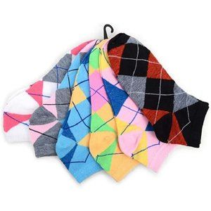 BUNDLE! PKG of 6 Pairs Argyle Womens Low Cut Socks